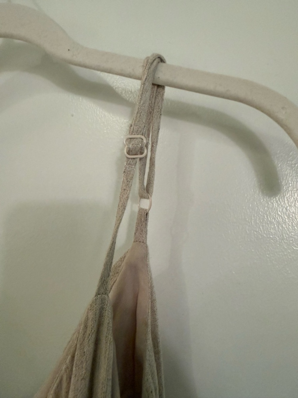 Beige Linen-Blend Sleeveless Jumpsuit with Side Ties - Picture 7 of 8